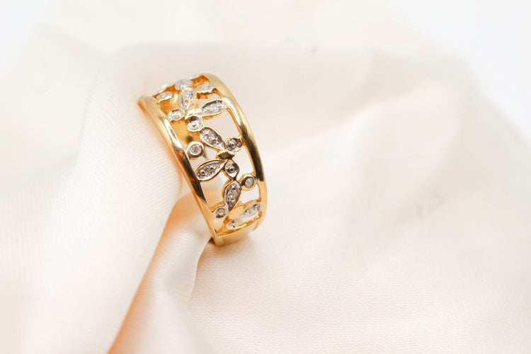 Bague 57 Bague papillons or jaune et diamants 58 Facettes 250544