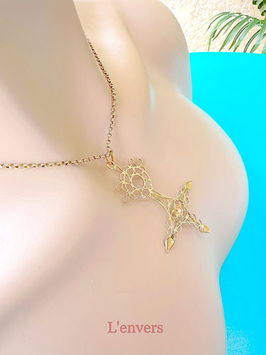 Pendentif Pendentif Croix du sud ou d'Agadez, cabochons de Corail Or 58 Facettes AA 1634