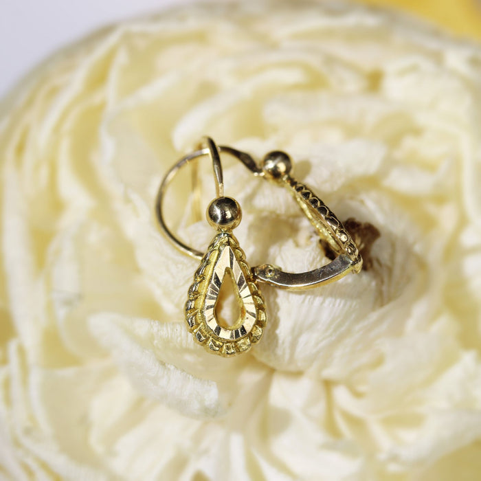 Boucles d'oreilles anciennes dormeuses or jaune