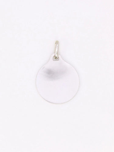 Pendentif Médaille amour AUGIS ronde or blanc Plus qu'hier moins que demain diamant rubis 58 Facettes J630