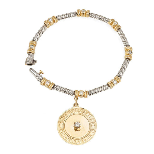 Bague Bracelet à breloques vintage en or bicolore 58 Facettes G12673
