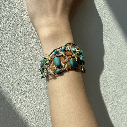 Bracelet Bracelet Or jaune Turquoise Améthyste Cornaline 58 Facettes 35278