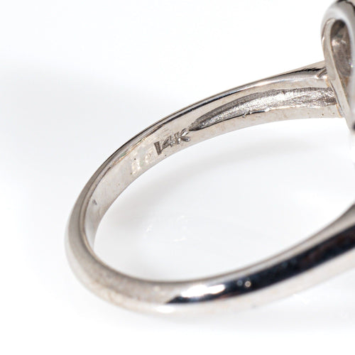 Bague 57 Bague Art Déco vintage en or blanc avec diamants et émeraude 58 Facettes G13914