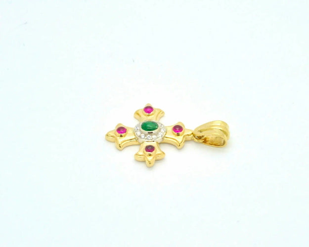 Pendentif Pendentif croix en or jaune et pierre précieuse 58 Facettes 8373