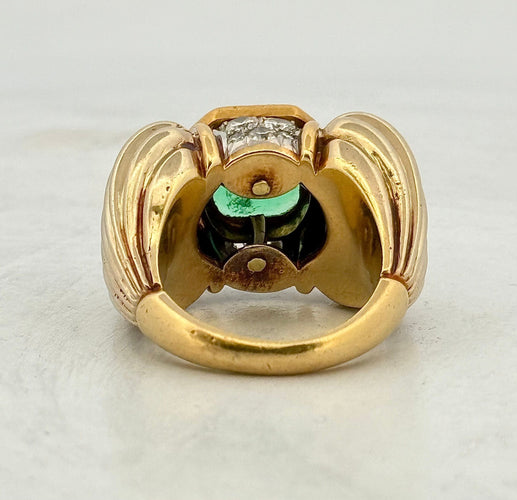 Bague 54 Bague rétro Tank en or , diamants et émeraude 58 Facettes