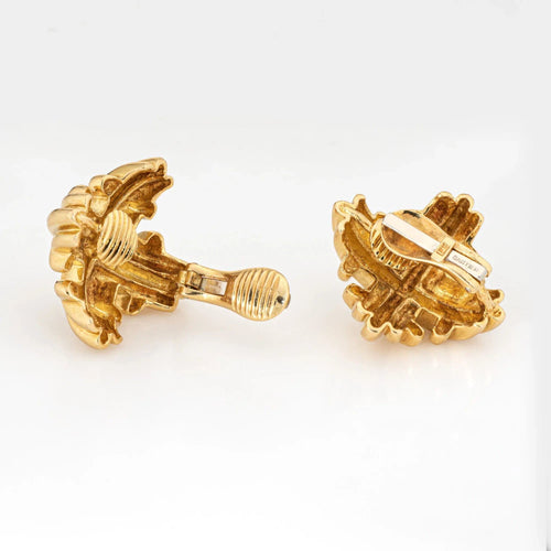 Boucles d'oreilles Boucles d'oreilles Cartier vintage croix de Malte en or jaune 18 carats, grandes boucles d'oreilles à clip signées 58 Facettes G13703