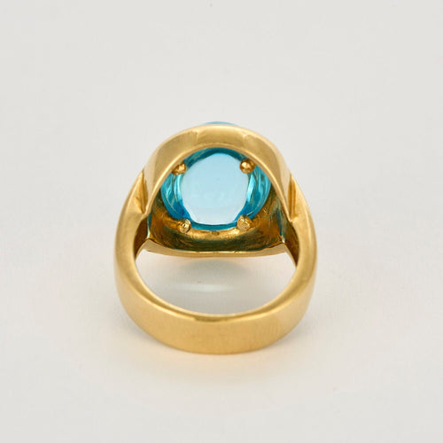 Bague 55 Bague cocktail or jaune et aigue marine 58 Facettes CHAL0444