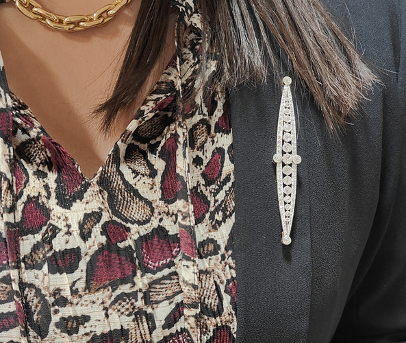 Broche Importante broche Art Déco en or jaune platine et diamants 58 Facettes 32820