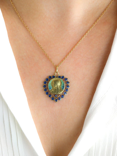 Pendentif BECKER Médaille Art Nouveau Coeur émail bleu 58 Facettes 1153.11