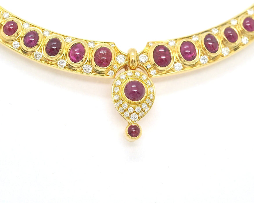 Collier Collier en or jaune avec diamants et rubis 58 Facettes