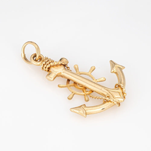 Pendentif Breloque ancre de navire vintage en or jaune 58 Facettes G13992