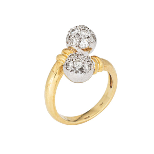 Bague 56 Bague double orbe en diamant, bijou vintage en or jaune 58 Facettes G14009