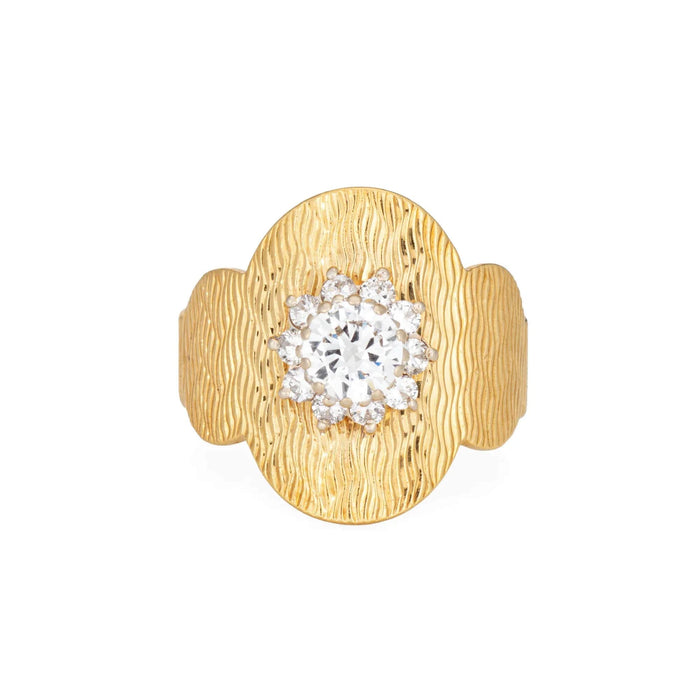 Bague 52 Bague en or jaune avec cigare et grappe de diamants 58 Facettes G13593