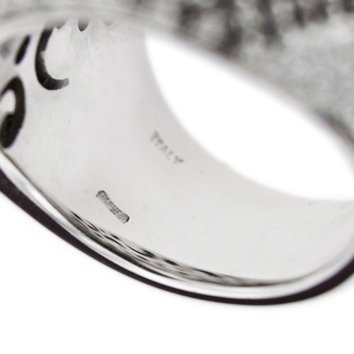 Bague 55 Bague bandeau diamants noirs et blancs 58 Facettes 25639