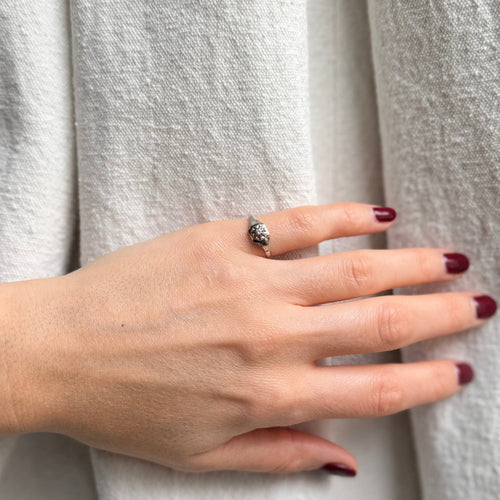 Bague solitaire Art déco en or blanc 18k et diamant taille brillant