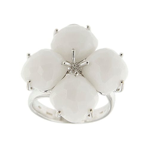 Bague fleurie en onyx blanc
