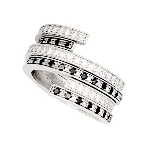 Ring 49 Dinh Van Rings, "Spiral", white gold, diamonds and black diamonds. 58 Facettes 33692