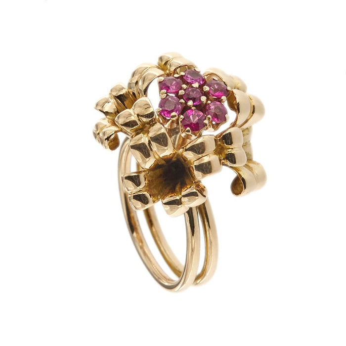 Bague 57 Bague bouquet avec rubis 58 Facettes 33247