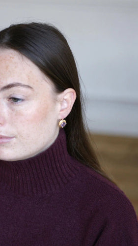 Boucles d'oreilles Boucles d'Oreilles Améthystes et Perles sur Or Jaune 58 Facettes