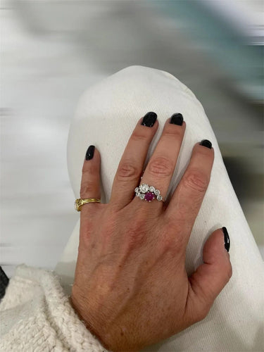 Bague Victorian Certified Natural Unheated Ruby Diamond Vous et Moi Ring 58 Facettes