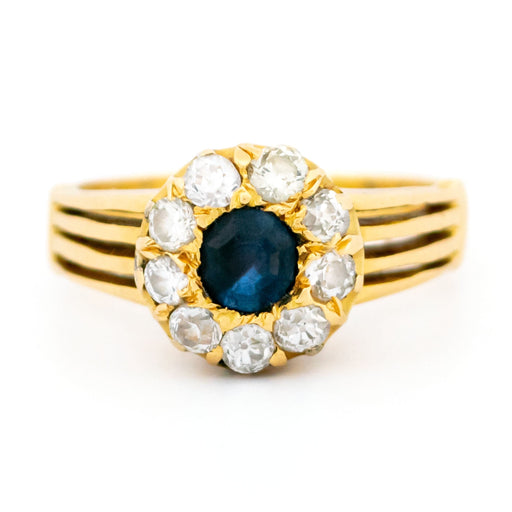 Ring 51 Late Victorian 18 carat diamond and sapphire cluster ring 58 Facettes D4FCD1D7B5EC43D09257FEF000FB92E0