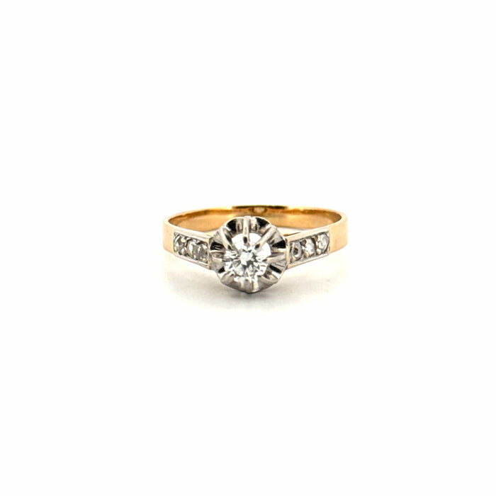 Bague 56 Solitaire Or Jaune Diamants 58 Facettes 63-GS28822