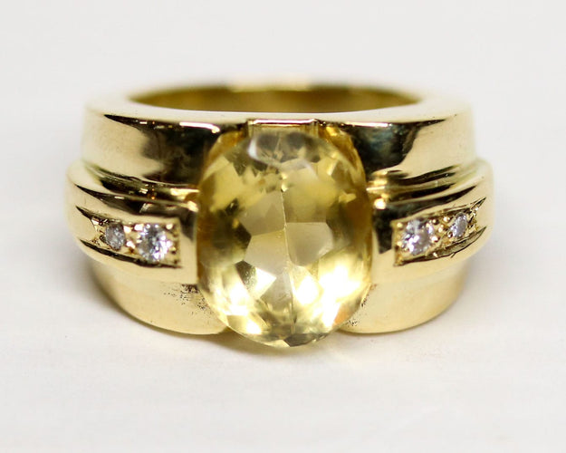 Bague 50.5 Bague Style Tank Or Jaune CItrine 58 Facettes A11624