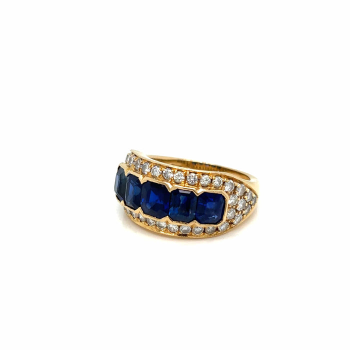 Bague 53 Illario - Natural Sapphire and Diamond Band Ring 58 Facettes