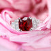 Bague 52 Bague spinelle rouge coussin naturel et diamants 58 Facettes 24-181