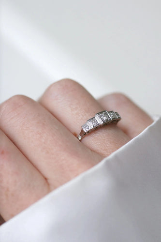 Bague 56 Bague Jarretière Art Déco Diamants 58 Facettes