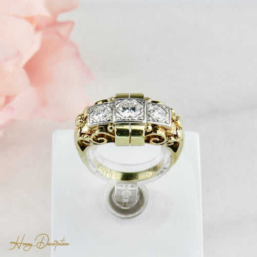 Bague 56 Bague en or jaune avec diamants 58 Facettes 2132