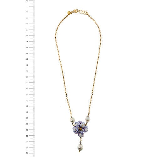 Collier Collier avec fleur émaillée et perles 58 Facettes 36329