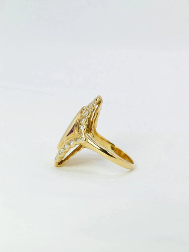 Bague marquise or jaune opale diamants