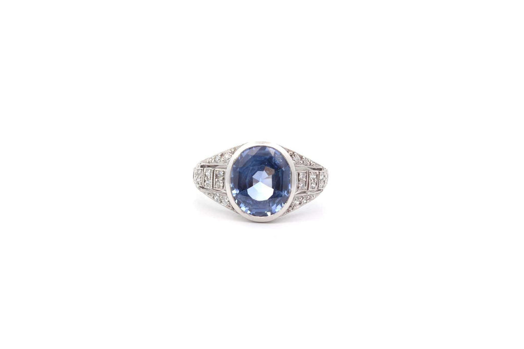 Bague 53 Bague saphir 3,71cts et diamants en platine 58 Facettes 26080-26035