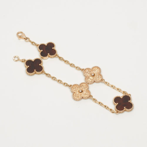 Bracelet VAN CLEEF & ARPELS - Bracelet Vintage Alhambra 5 motifs Bois d'amourette Letterwood LIMITED EDITION 58 Facettes vca-alh-brclt-ltrwd-rg