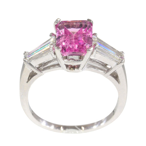 Bague 56 Teintes roses et platine : la beauté classique d'une bague de fiançailles vintage 58 Facettes 21162-0447