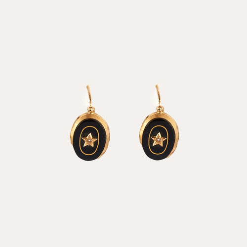 Boucles d'oreilles Dormeuse or onyx XIXeme 58 Facettes 38000121