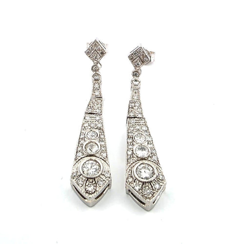 Boucles d'oreilles Boucles d'oreilles en platine avec diamants 58 Facettes
