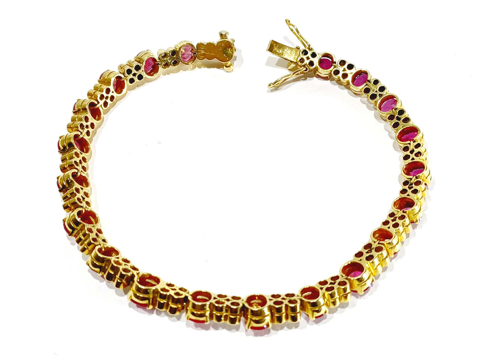 Bracelet Bracelet or jaune diamants rubis 58 Facettes