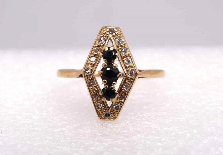 Bague 55 Bague en or, diamants et saphirs 58 Facettes 12464