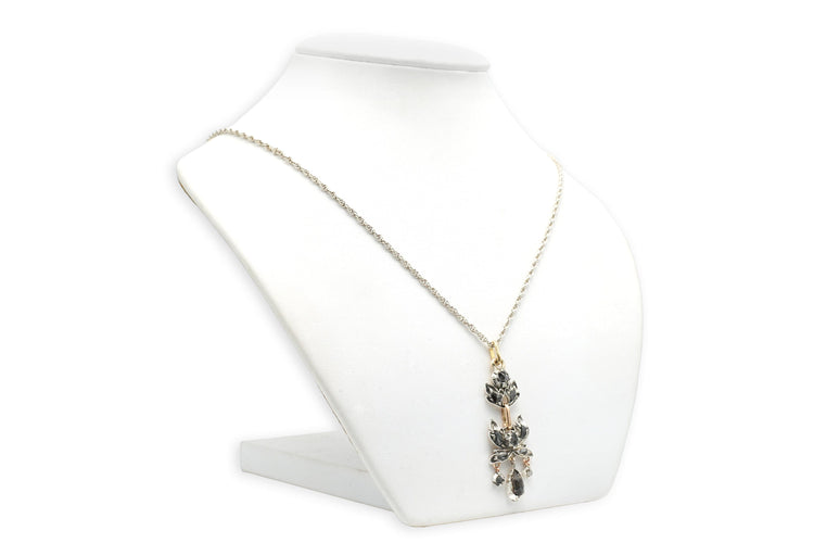 Collier Collier Napoléon III or jaune, argent, pierre du Rhin et diamants taille rose 58 Facettes B775