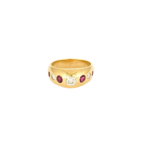 Bague Jonc Diamants et Rubis
