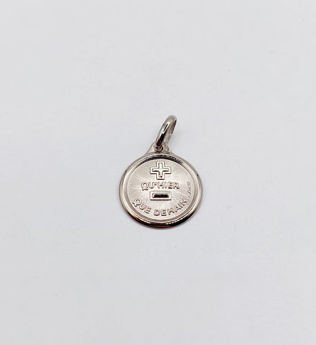 Pendentif AUGIS - Pendentif médaille d'amour or blanc  "+ qu'hier - que demain" - L'Originale Mini 58 Facettes G4350X0000