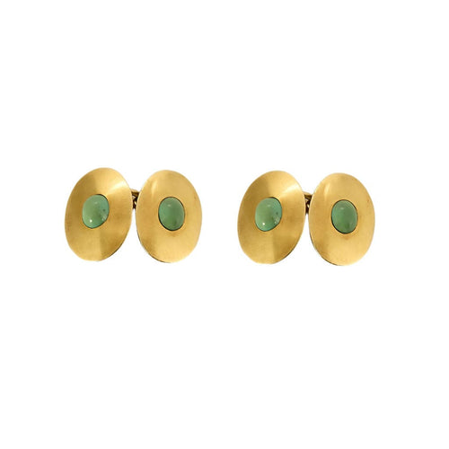 Paire de boutons de manchettes en or jaune et turquoises