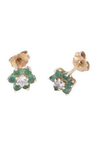 Boucles d'oreilles BOUCLES D'OREILLES MARGUERITES ÉMERAUDES ET DIAMANTS 58 Facettes 088211
