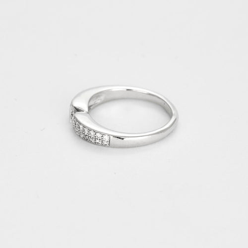 Bague 58.5 Alliance en or blanc et diamant 58 Facettes LP1146