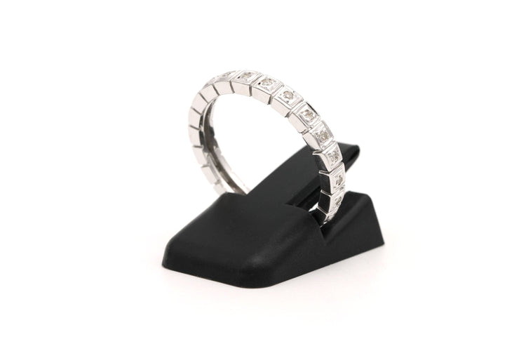 Bague 52 Alliance américaine contemporaine en or blanc 18 carats sertie de diamants 58 Facettes B379