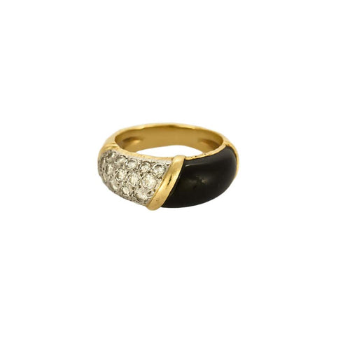 VAN CLEEF & ARPELS - Bague en or jaune, platine , onyx et diamants.