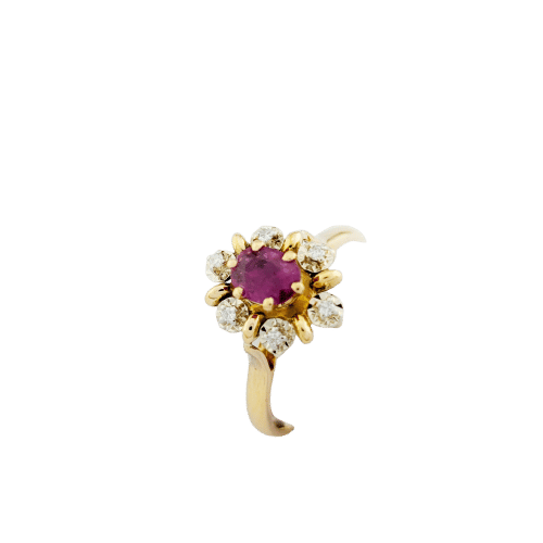 Bague 54 Bague Marguerite Or Jaune diamants et rubis 58 Facettes 32293