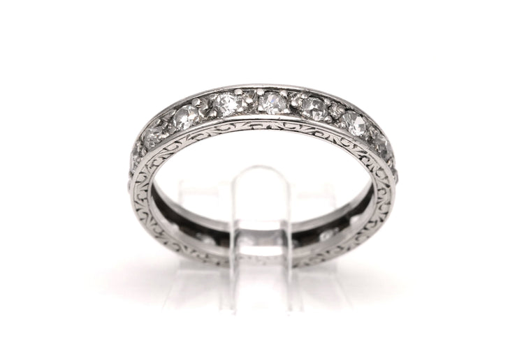 Bague 50 Bague Art Déco sertie de diamants old cut en or blanc 18 carats 58 Facettes B776